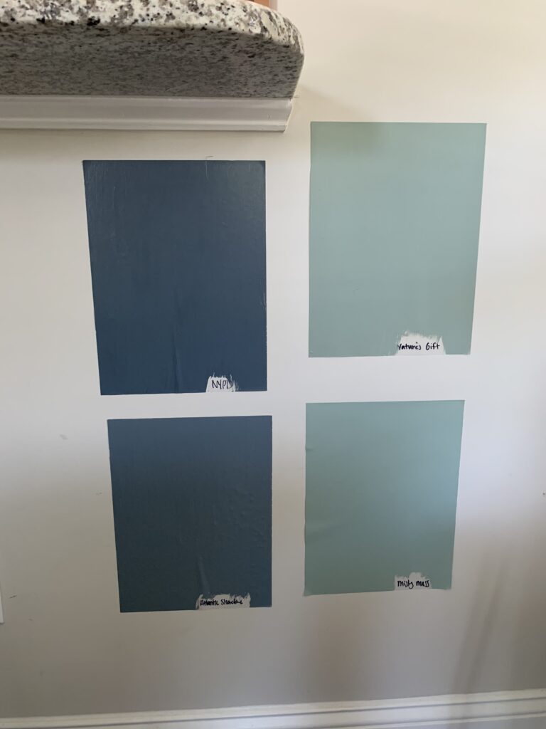 paint swatches on a wall