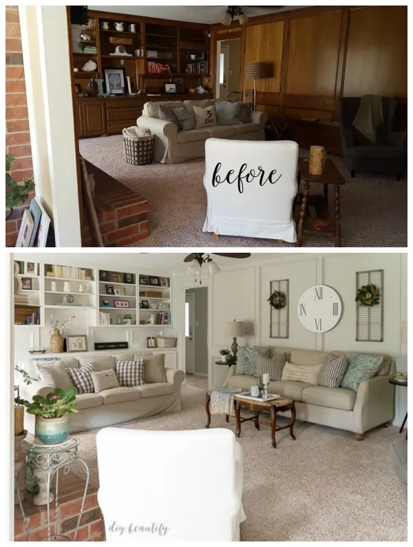 sherwin williams repose gray living room before and after