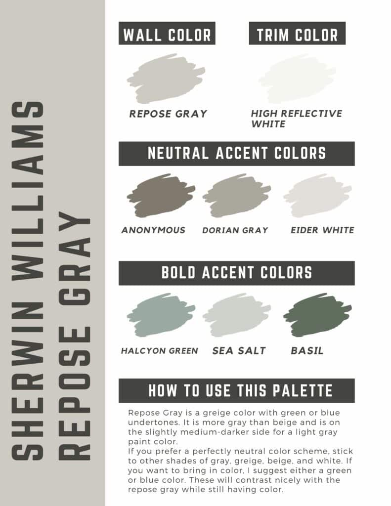 Sherwin Williams Repose Gray Coordinating Colors The Paint Color Project