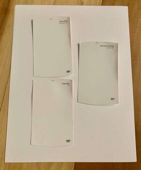 White Swatches On A White Sheet Of Paper 600x722 