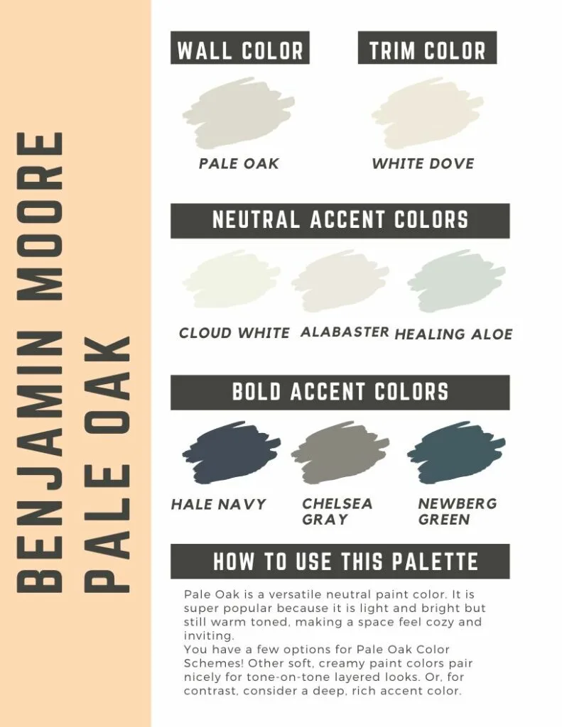 benjamin moore pale oak paint color palette template