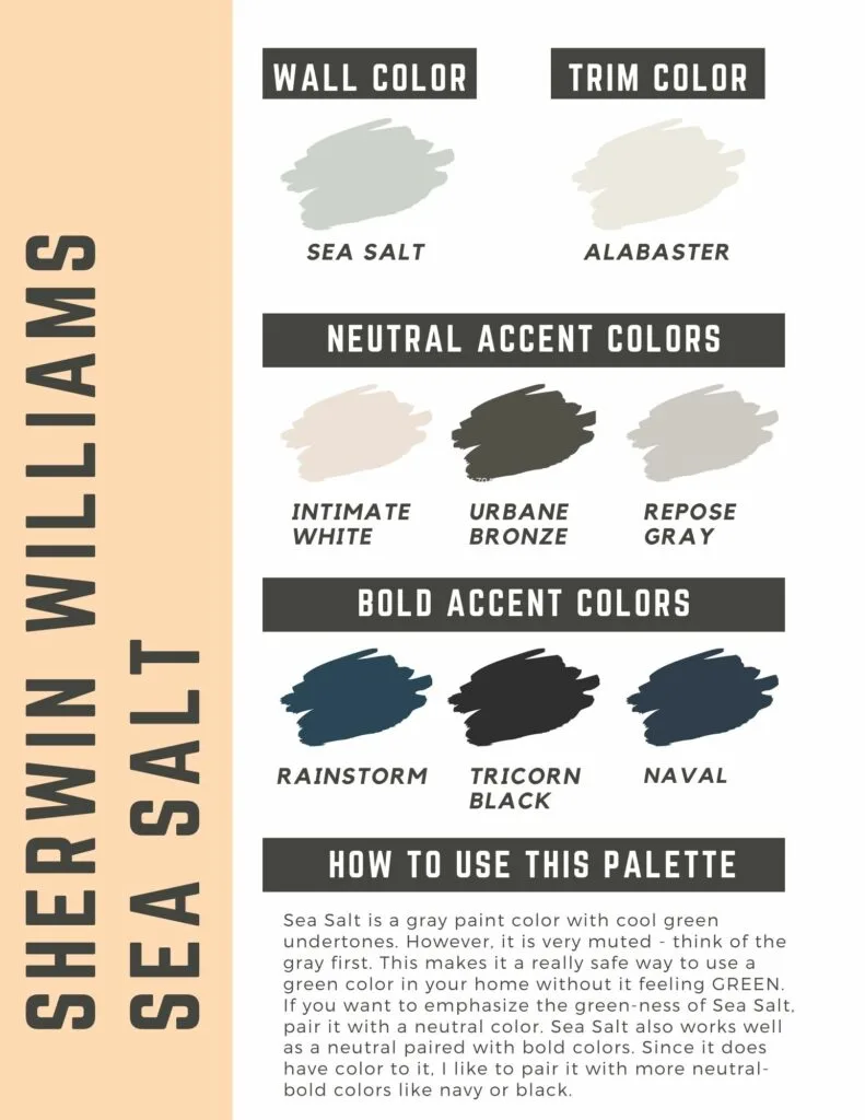 Sherwin Williams Sea Salt color palette