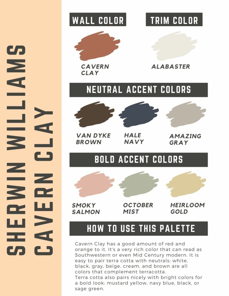 sherwin williams cavern clay terra cotta paint color palette
