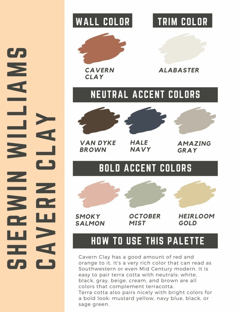 The Best Terra Cotta Paint Colors In 2024 The Paint Color Project   Sherwin Williams Cavern Clay Terra Cotta Paint Color Palette 834x1080 