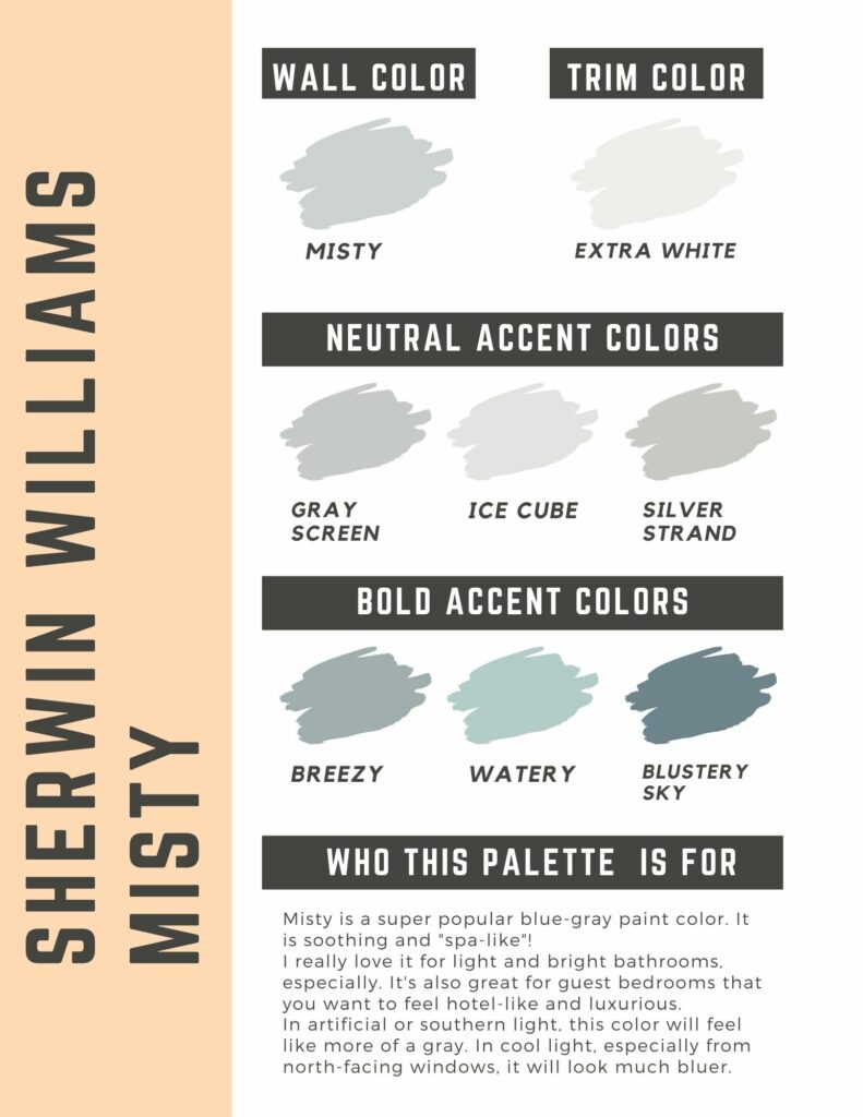 sherwin williams misty paint color palette