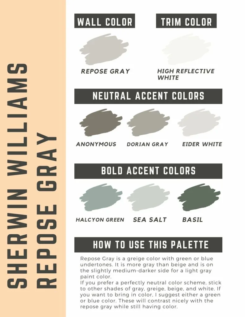sherwin williams repose gray paint color palette