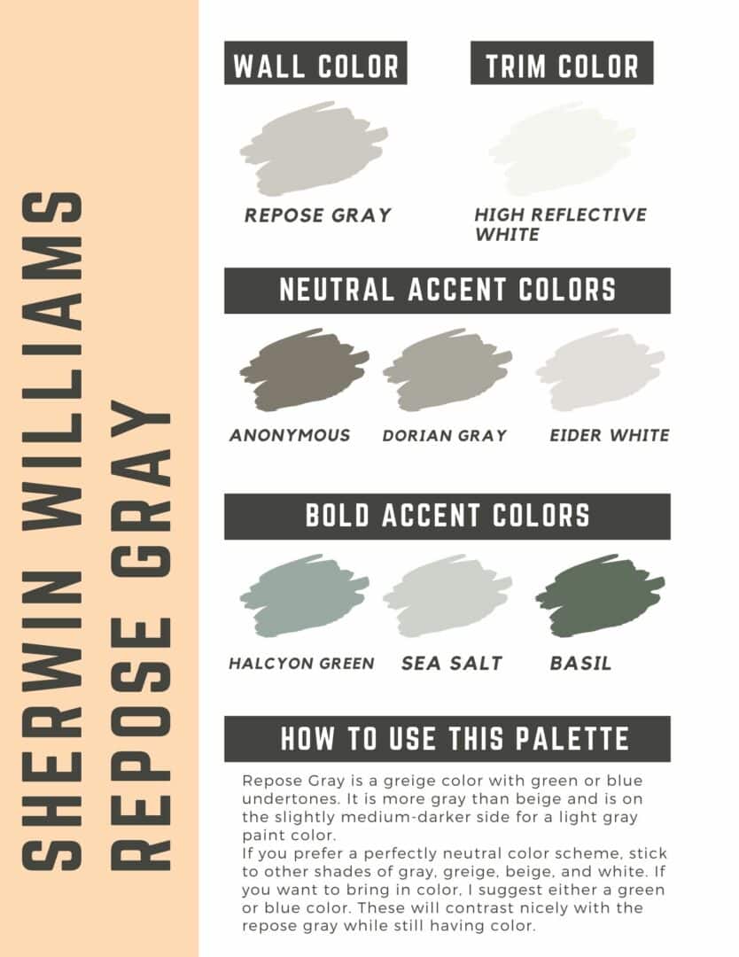 Sherwin Williams Repose Gray Coordinating Colors The Paint Color Project