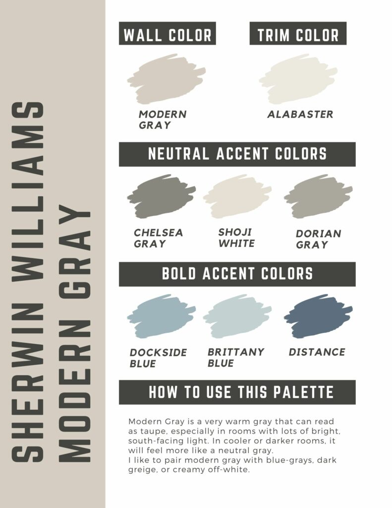 Modern Gray paint color palette