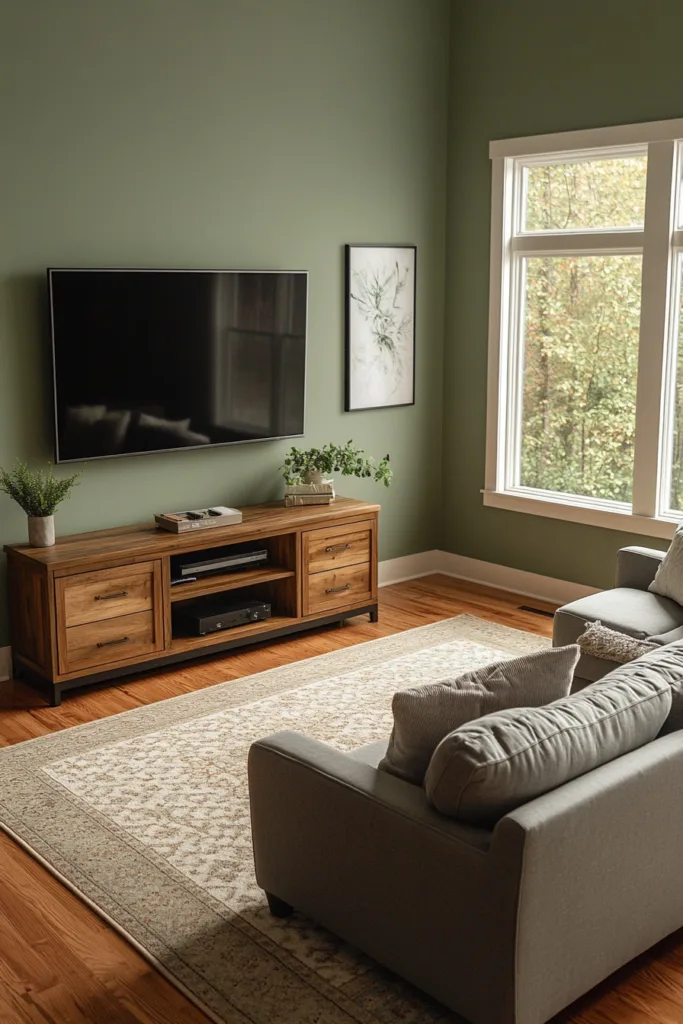 Behr Woodland Sage living room