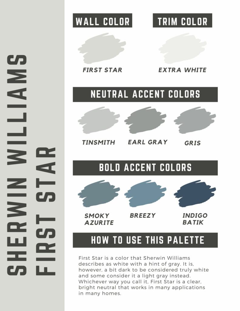 Sherwin Williams First Star paint color palette template
