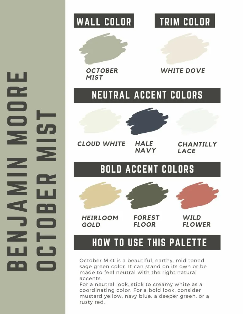 benjamin moore october mist paint color palette