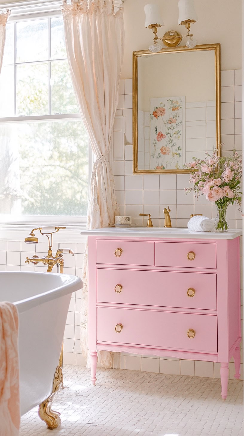 pink bathroom vanity