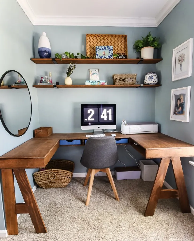 blue gray home office