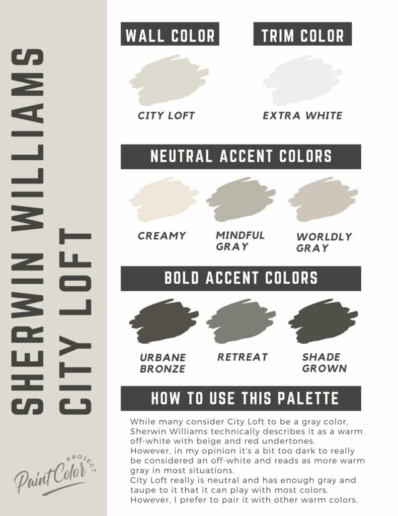 SW City Loft paint color palette