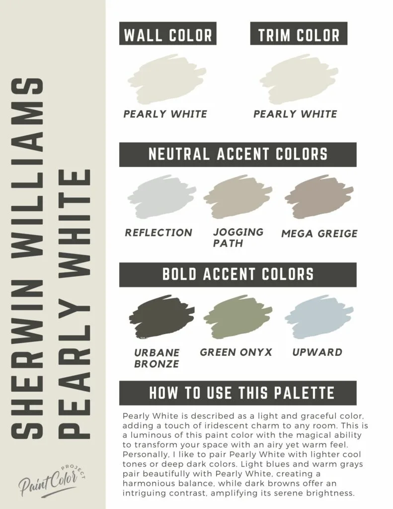 sherwin williams pearly white paint color palette
