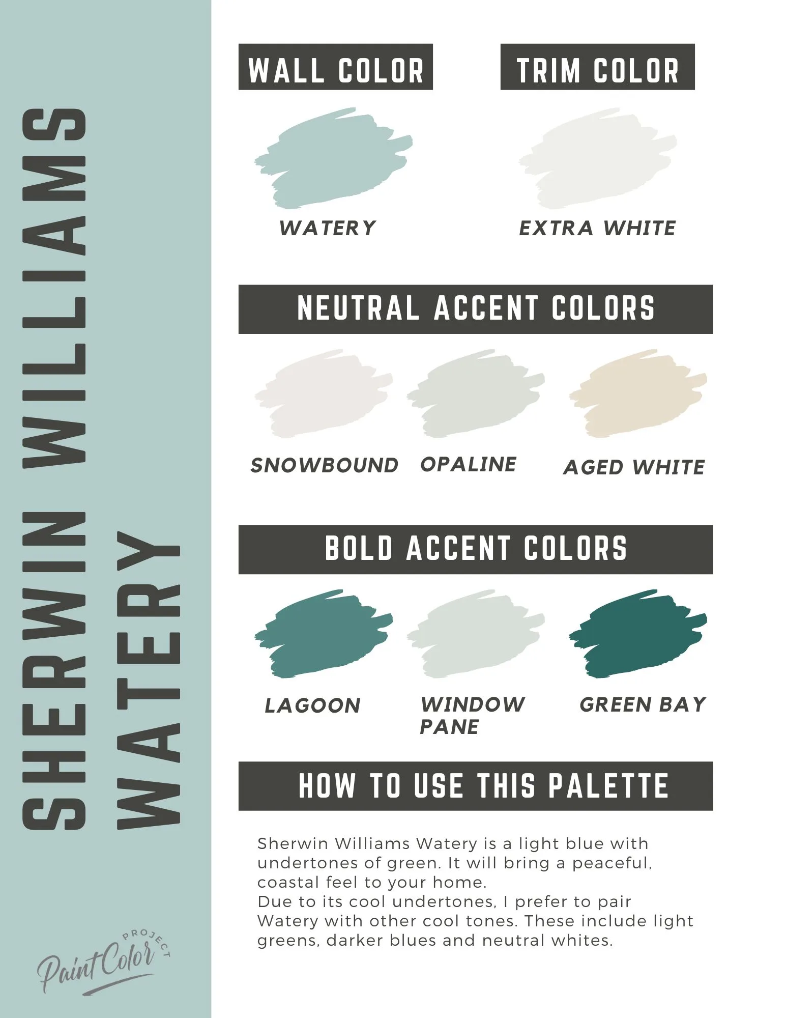 Sherwin Williams Watery paint color palette