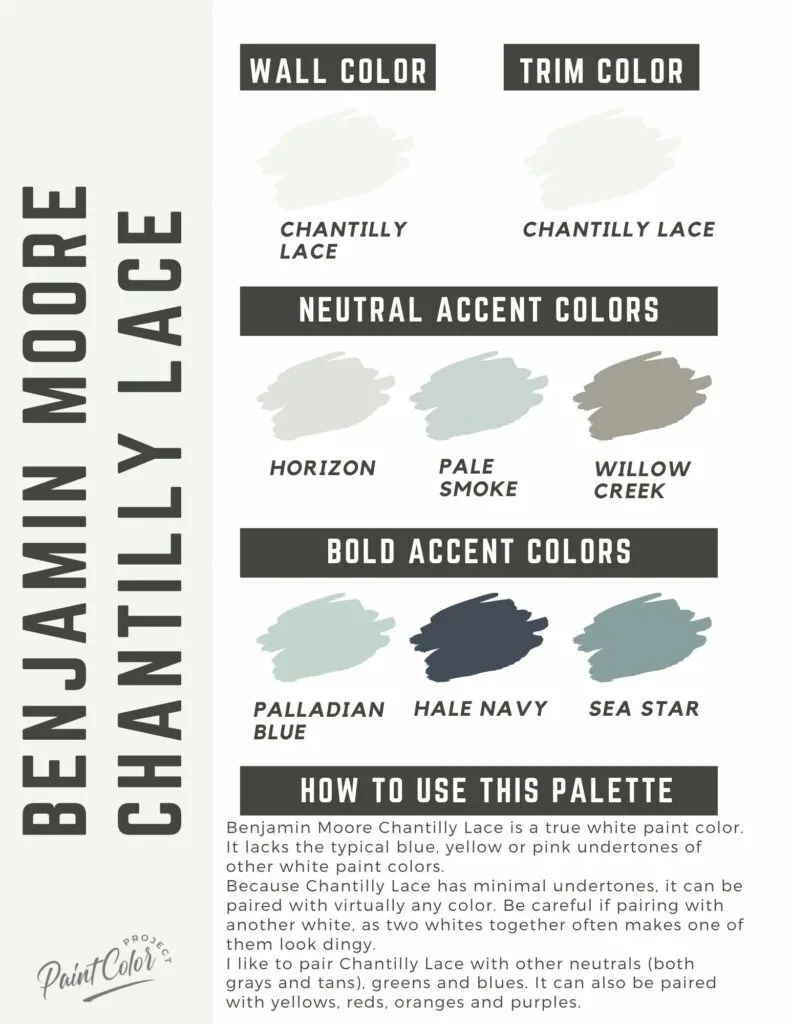 Benjamin Moore Chantilly Lace paint color palette