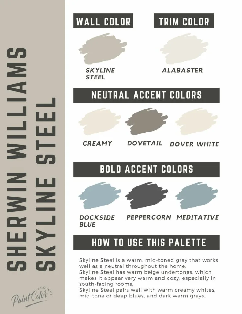 Skyline Steel paint color palette