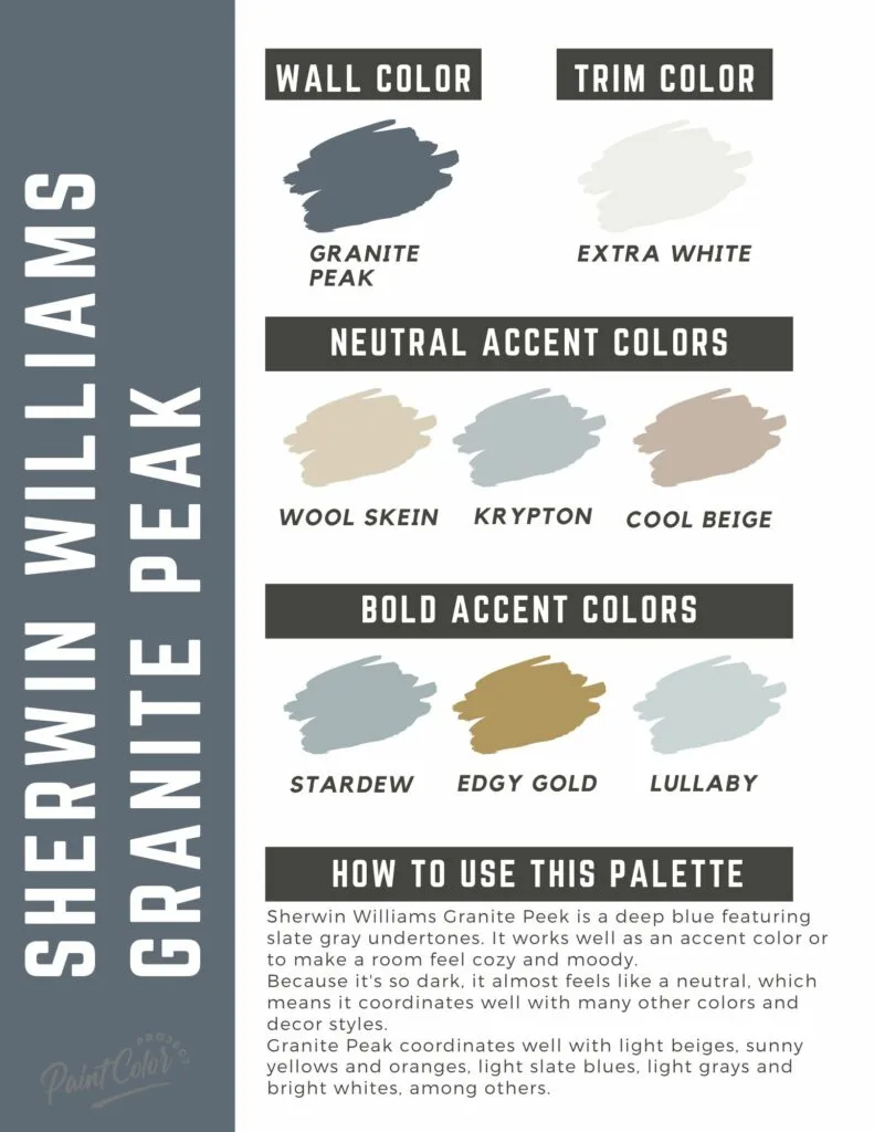 sherwin williams granite peak paint color palette