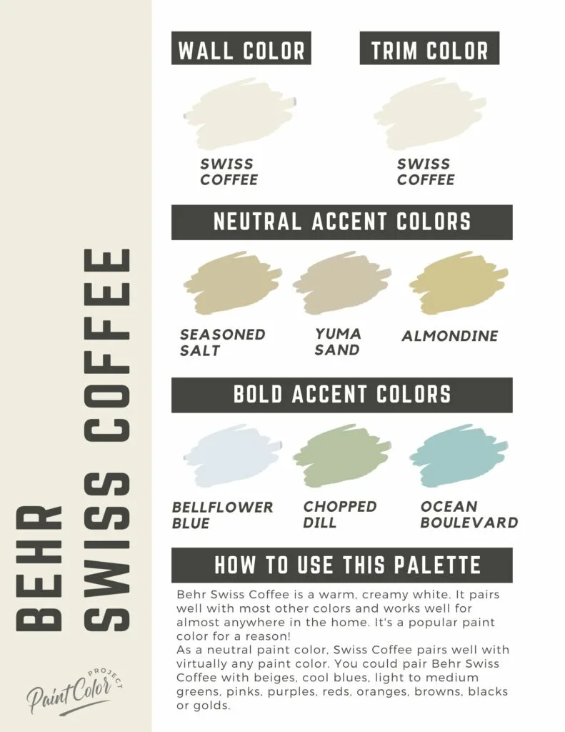 Behr Swiss Coffee paint color palette