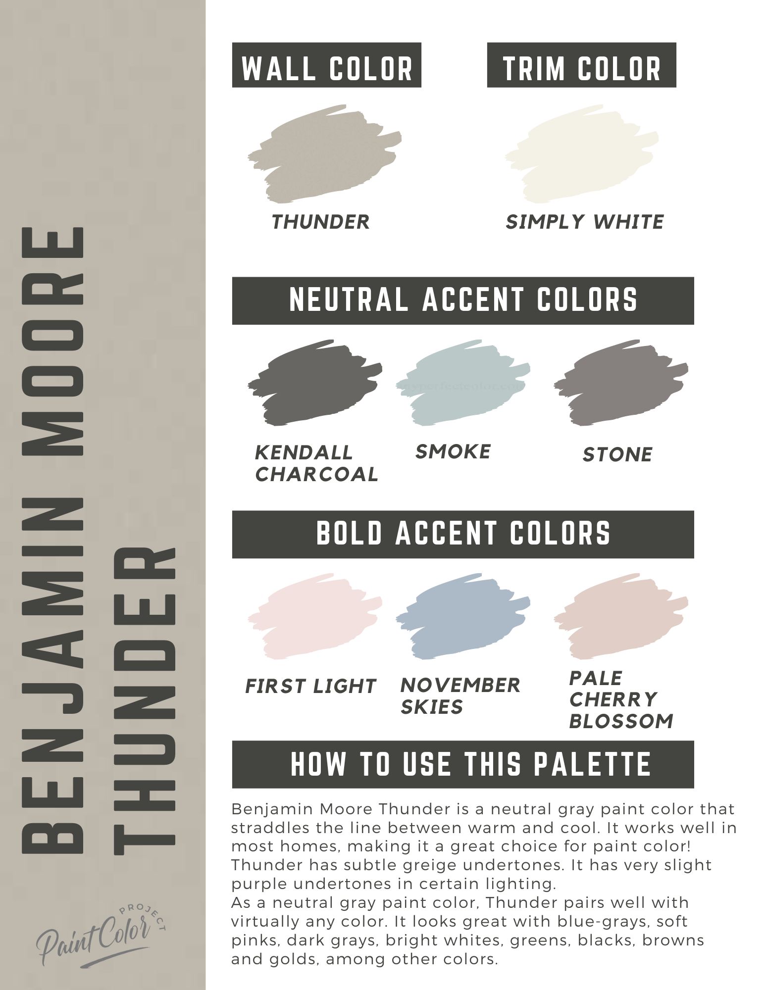 Benjamin Moore Thunder paint color palette