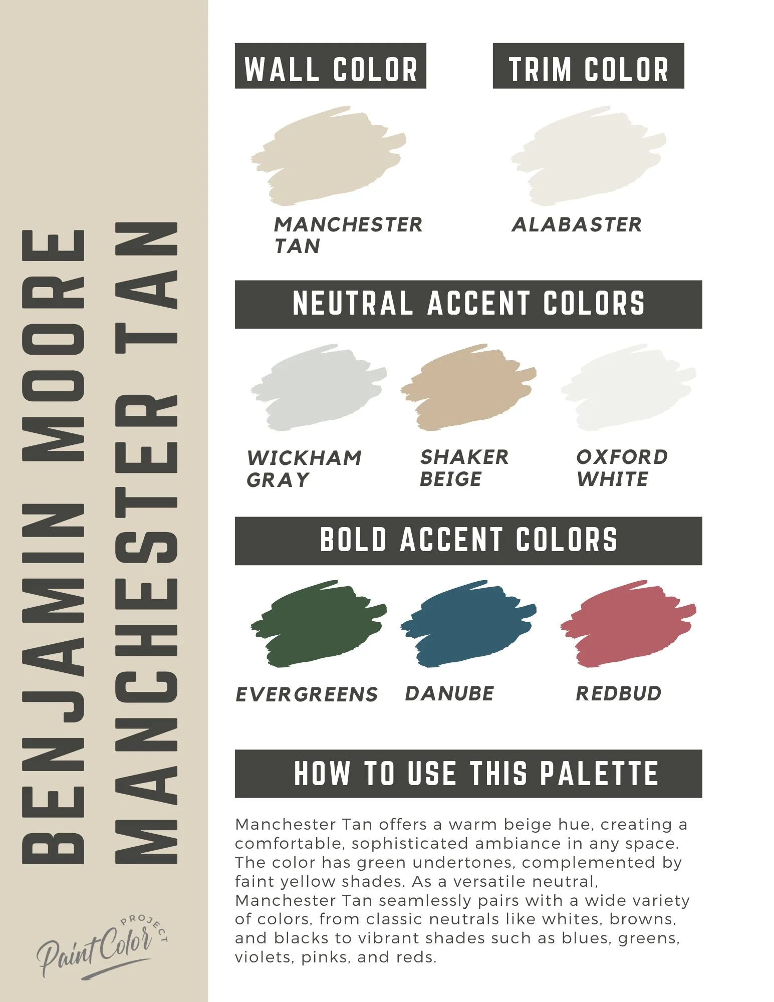 Benjamin Moore Manchester Tan Paint Color Palette.