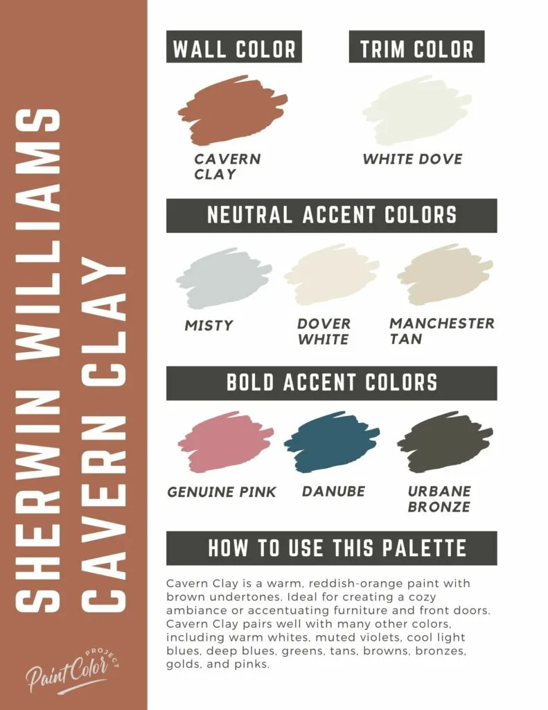 Sherwin Williams Cavern Clay Paint Color Palette.
