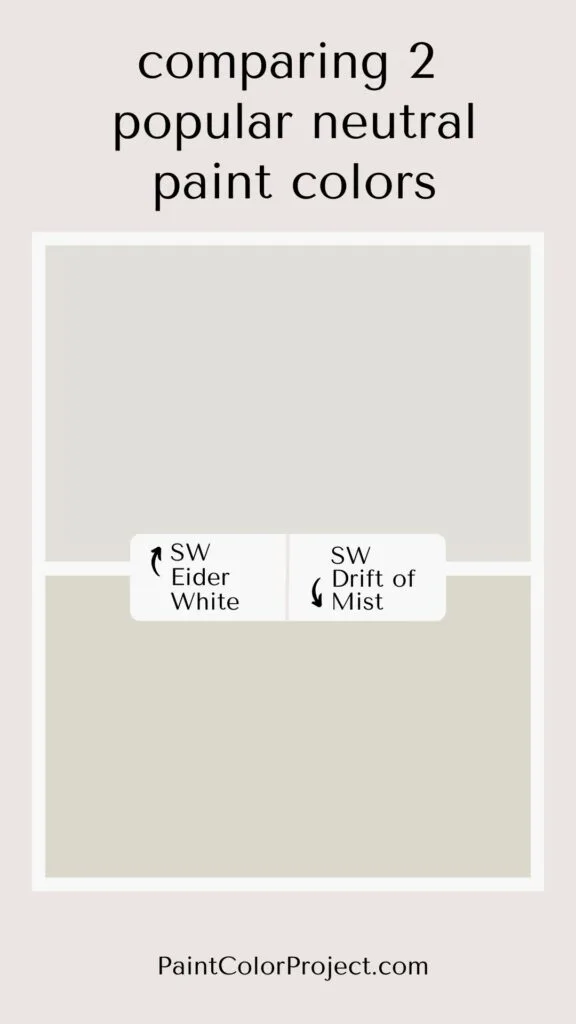 Sherwin Williams Eider White vs Drift of Mist.