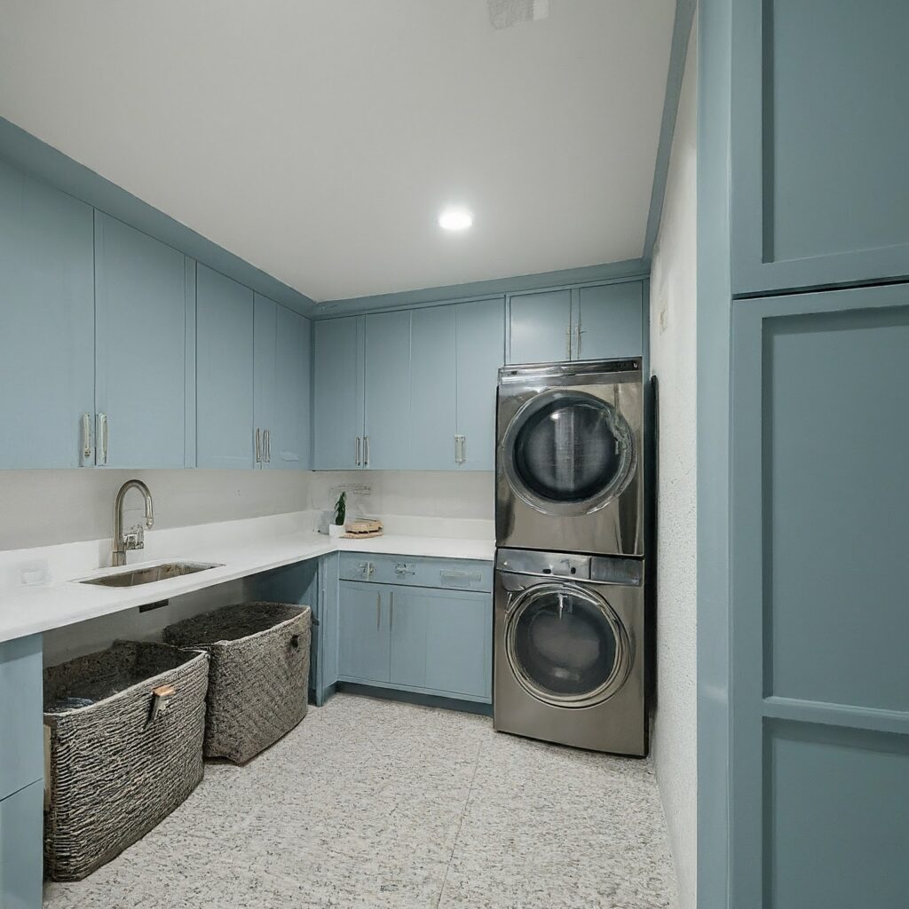 light blue laundry room