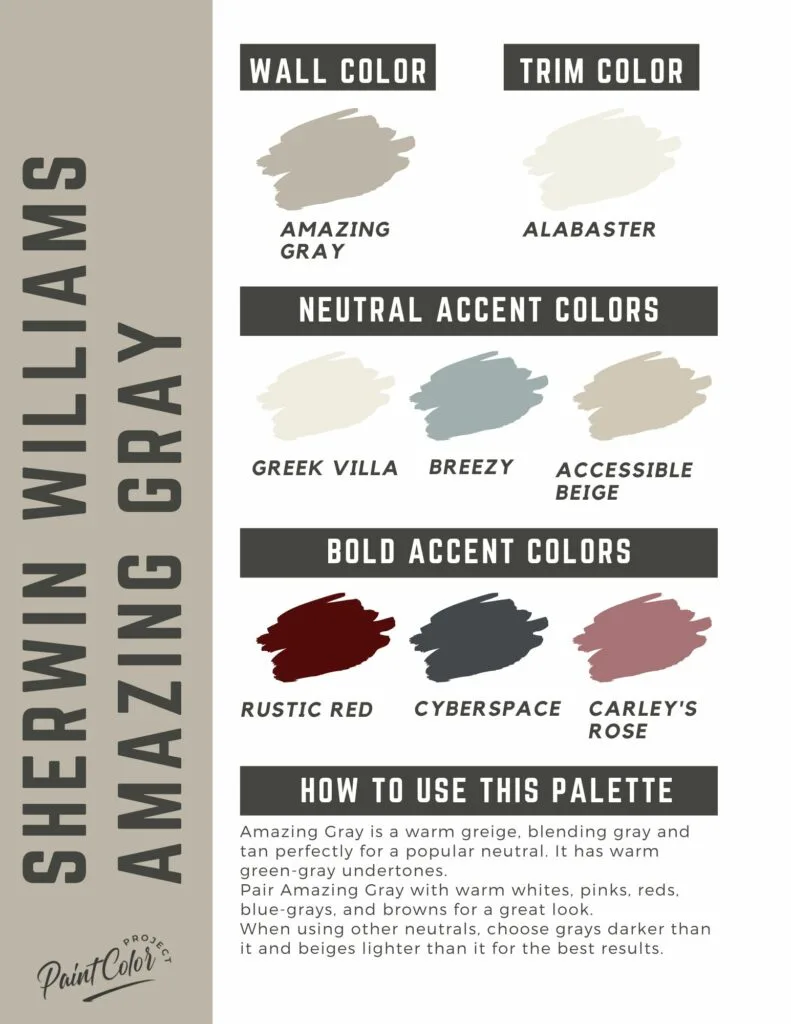 Sherwin Williams Amazing Gray Paaint Color Palette.