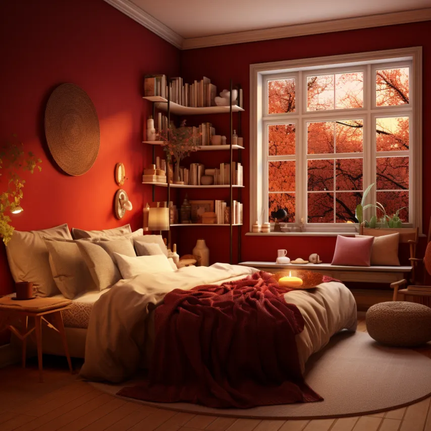 warm red bedroom
