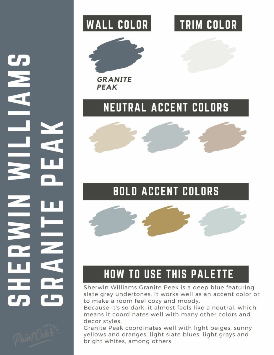 Sherwin Williams Granite Peak Paint Color Palette - The Paint Color Project