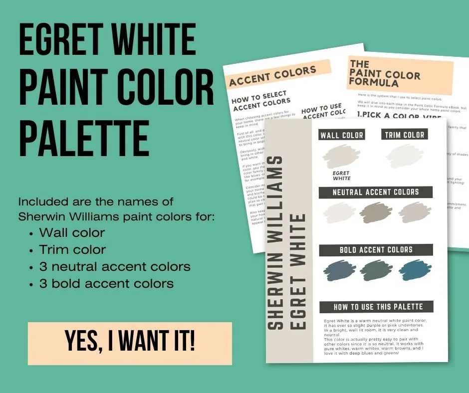 SW egret white paint color palette