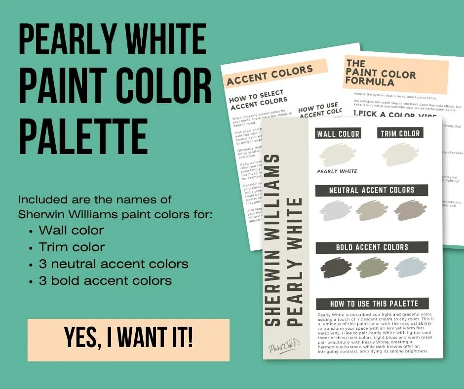 sw pearly white paint color palette