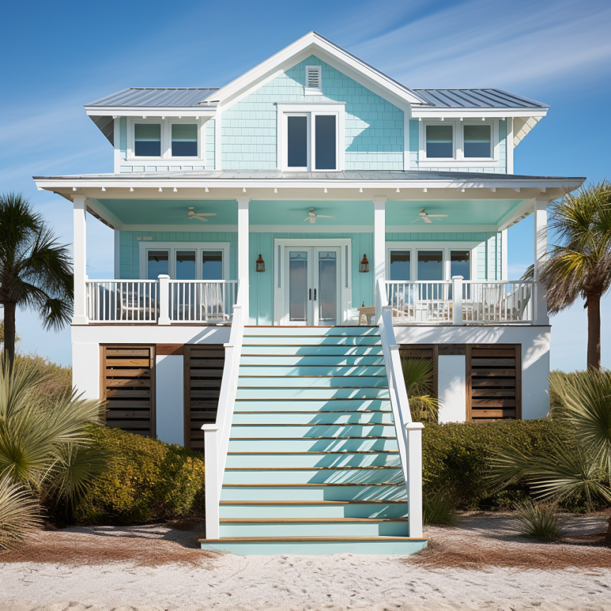 aqua blue beach house