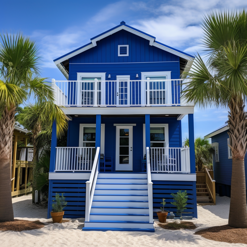 cobalt blue beach house exterior