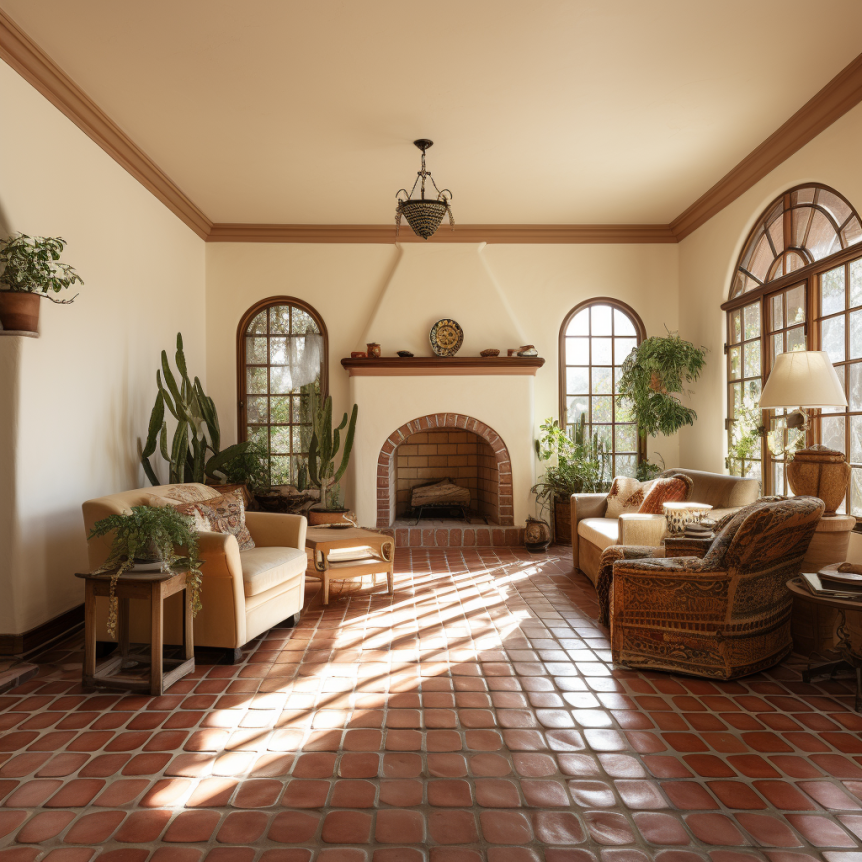 cream and terra cotta living room