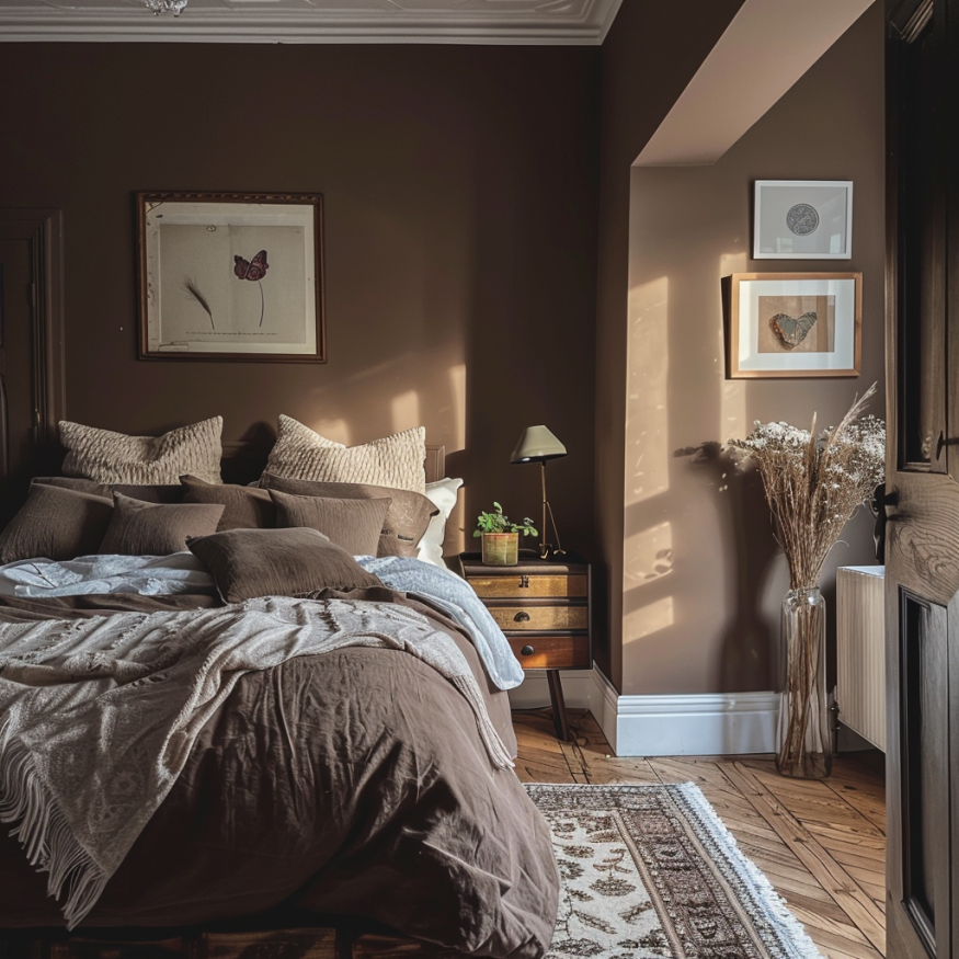 dark brown bedroom