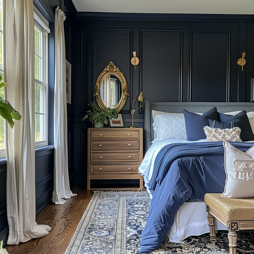 navy blue bedroom