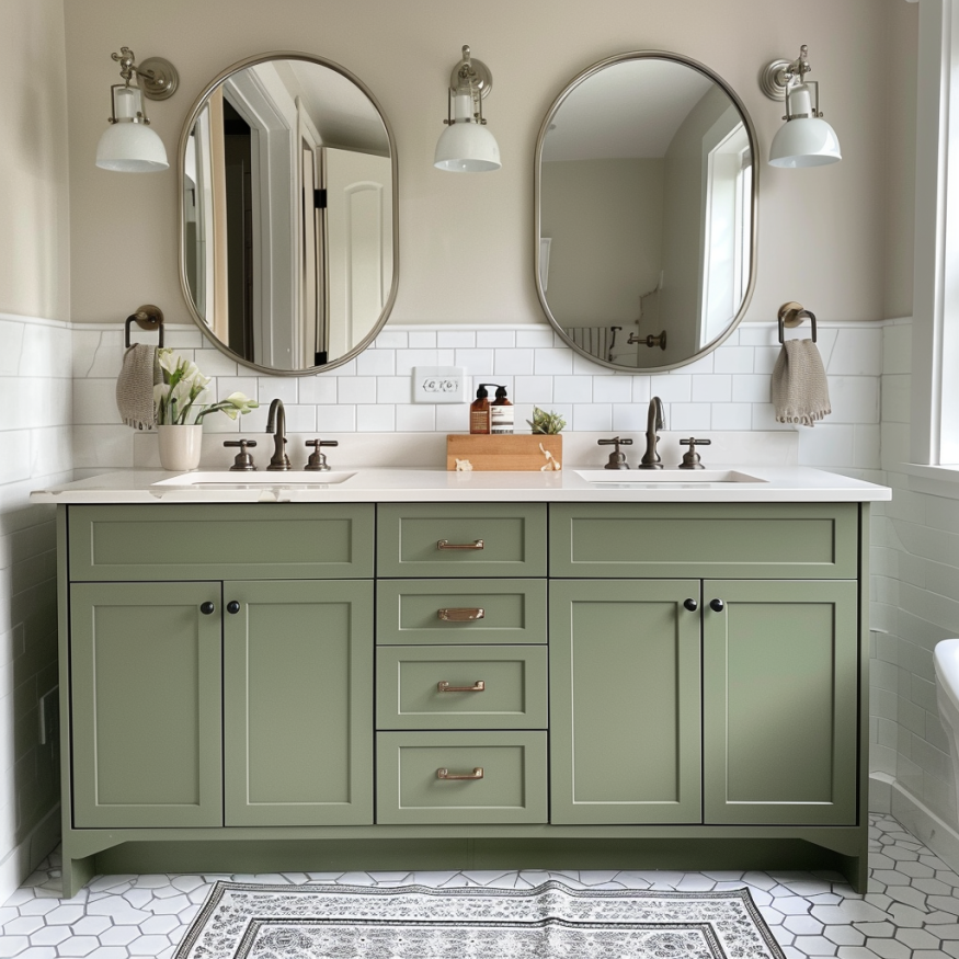 sage green bathroom cabinet color