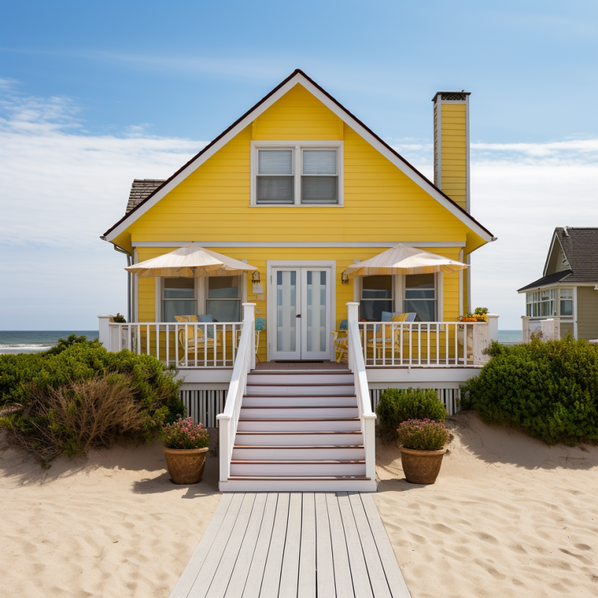 yellow beach house exterior