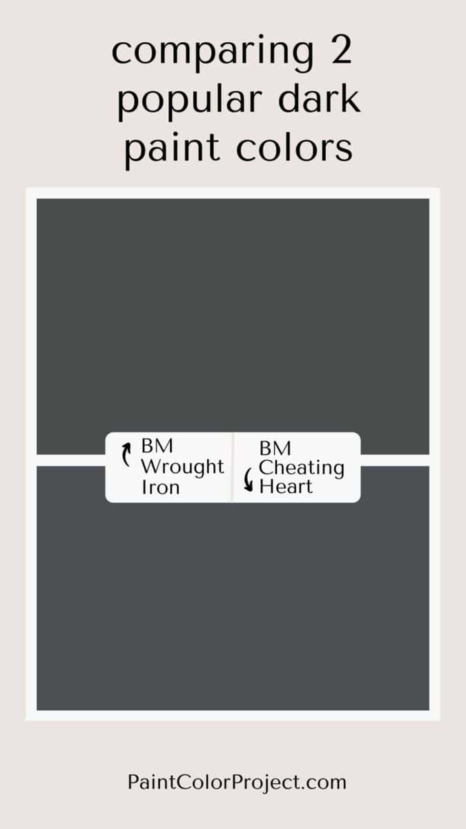 Benjamin Moore Wrought Iron vs Cheating Heart - The Paint Color Project