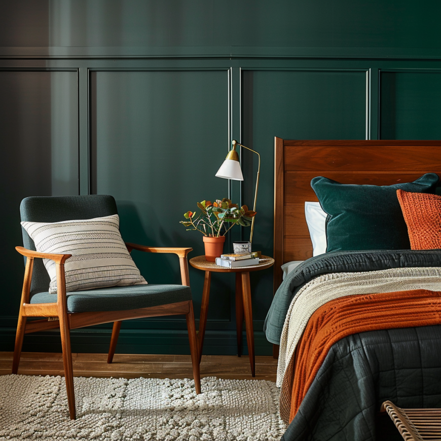 dark green modern bedroom