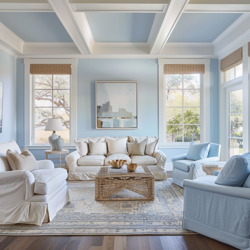 light french blue living room