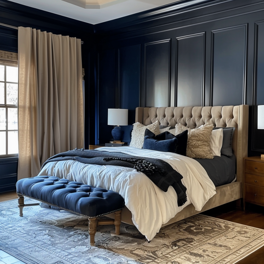 navy bedroom