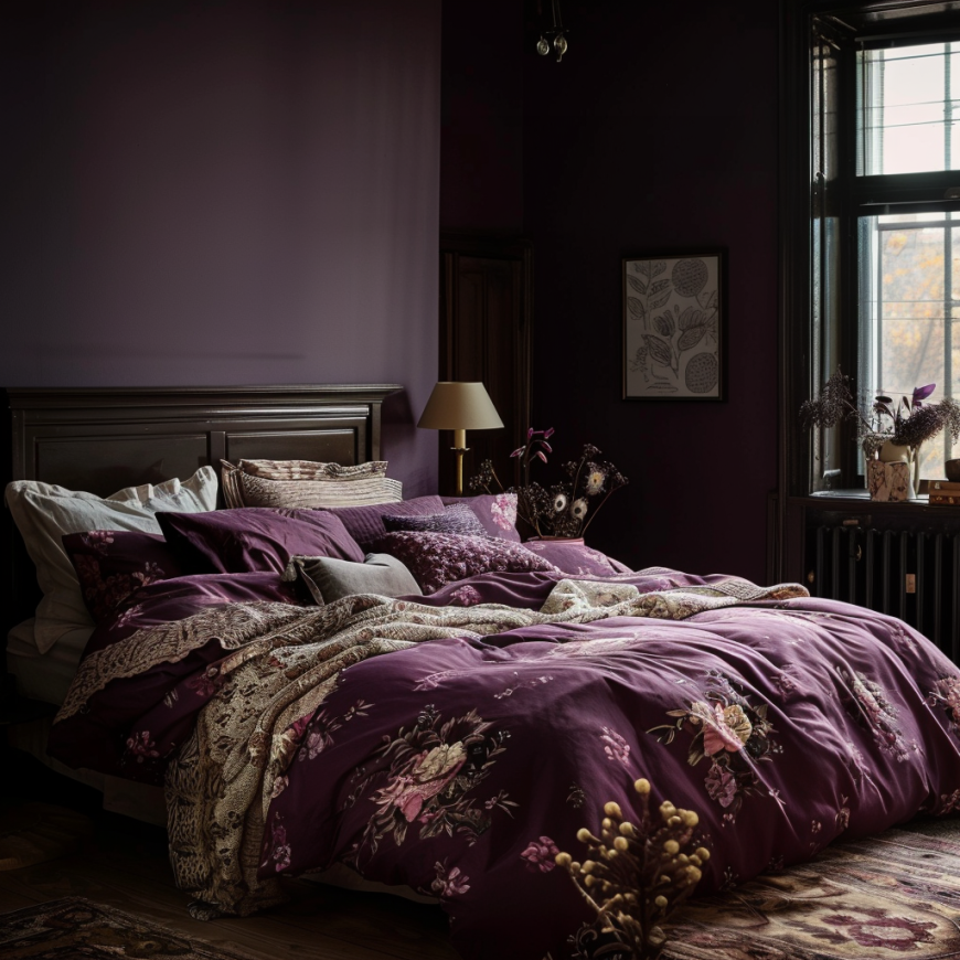 purple moody bedroom