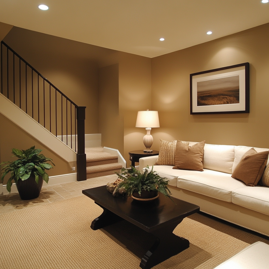 beige basement