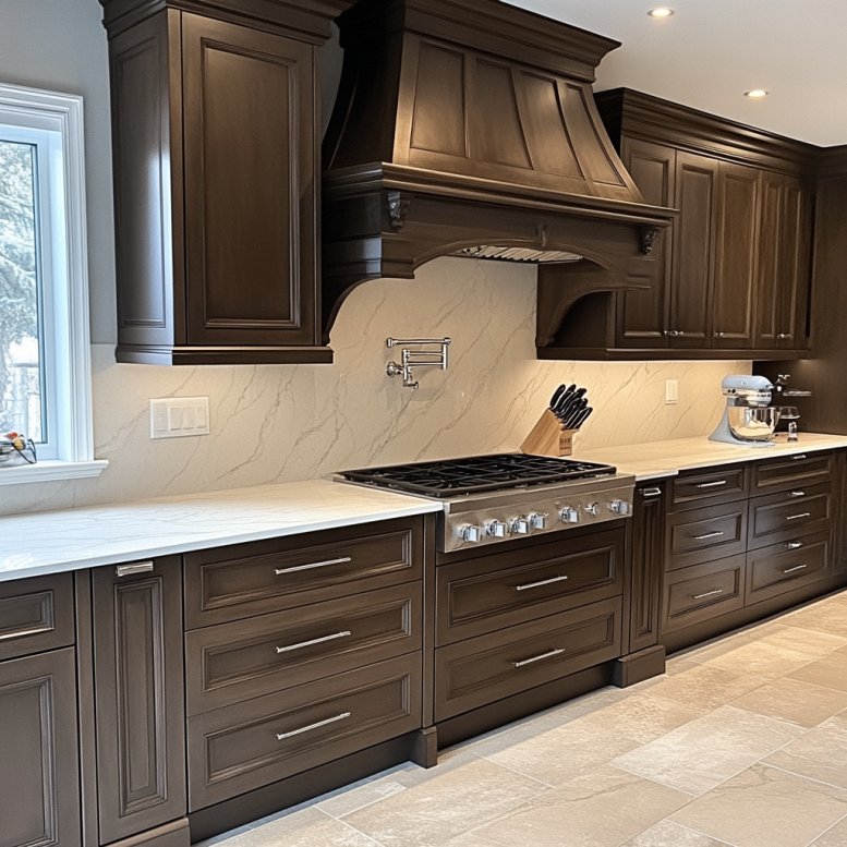 dark brown cabinets