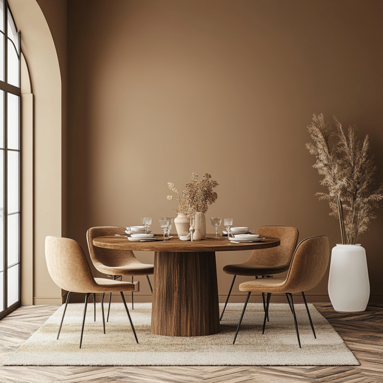 light brown dining nook