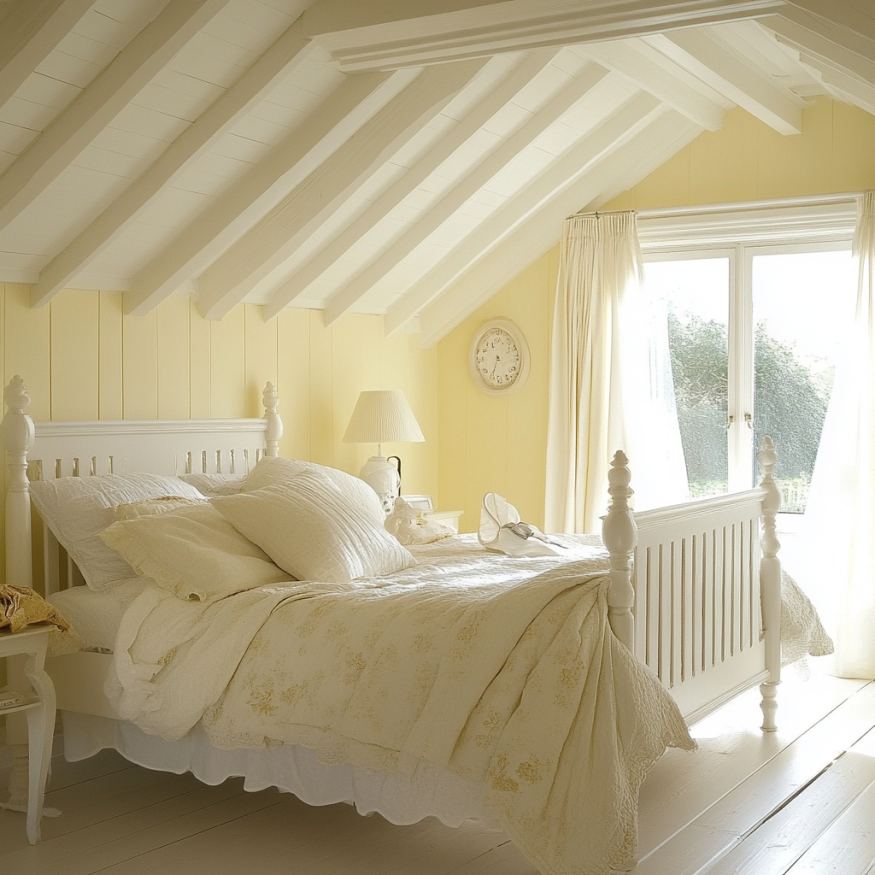 light yellow bedroom